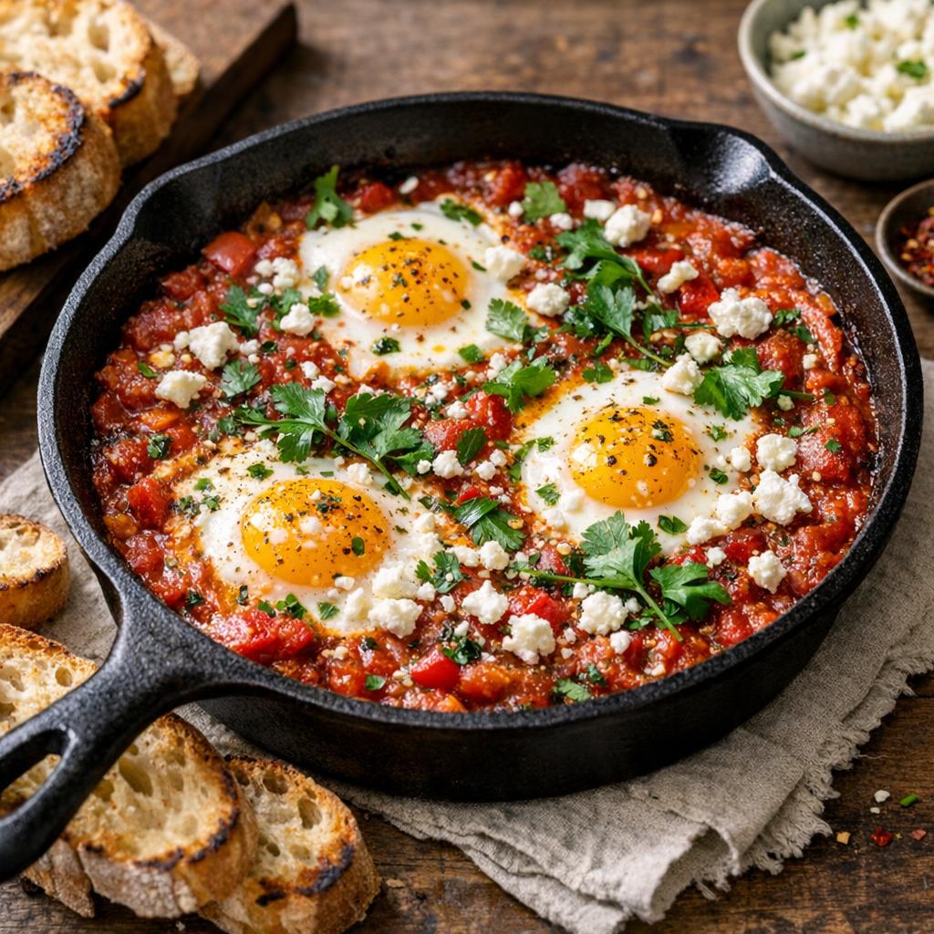 Shakshuka : oeufs pochés à la tomate